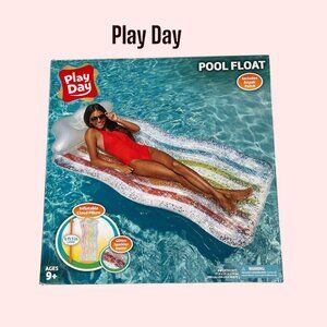 NEW Play Day Inflatable Pool Float Mat with Cloud Pillow & Glitter Unisex